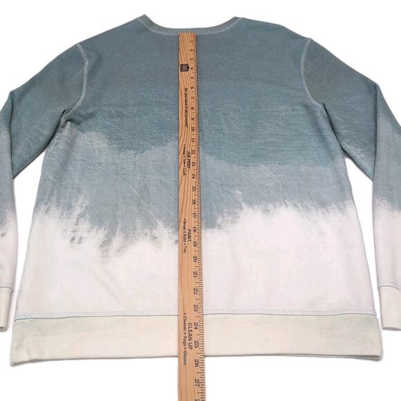 Sol Angeles Fleece Top Mens L Green Ivory Drip Dye Pullover Crew Sweatshirt USA - Picture 16 of 16